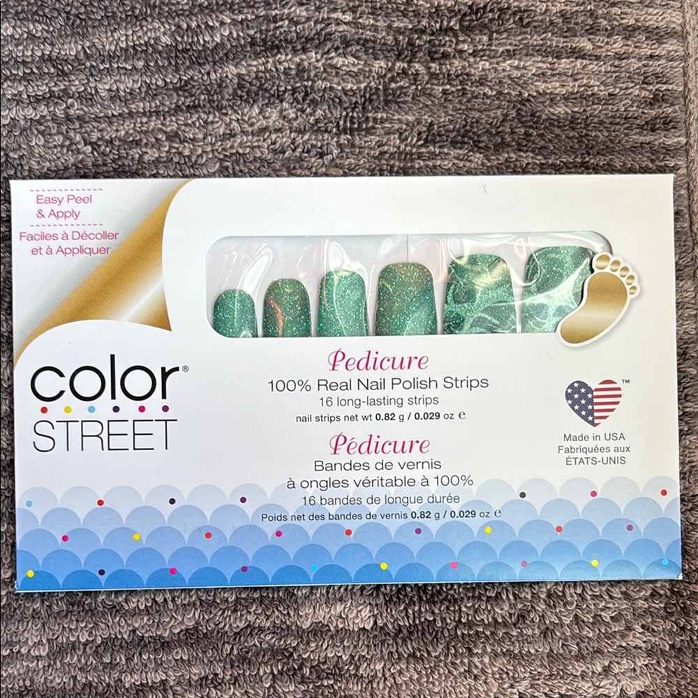 Color Street Green Glitter Pedicure Polish Strips